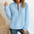 thumbnail image 1 of UQJfacai Half Zip Pullover Women Textured Mock Neck Sweatshirt Crewneck Long Sleeve Shirts Casual Raglan Loose Fit Fall Tops, 1 of 6
