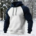thumbnail image 1 of UQJfacai Hoodie for Men Patchwork Fleece Hooded Sweatshirts Color Block Raglan Long Sleeve Fall Winter Casual Fashion Pullover Tops, 1 of 3