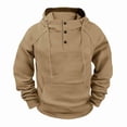 thumbnail image 1 of UQJfacai Hoodies for Men Quarter Button Fleece Pullover Fall Winter Stylish Raglan Long Sleeve Drawstring Hooded Sweatshirt with Pocket, 1 of 5