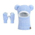 thumbnail image 1 of UQJfacai Kid Winter Hat Gloves Set Boys Girls Fleece Lined Warm Ski Mask Earflap Hood Skull Caps Cable Knit Gloves for Cold Weather, 1 of 5