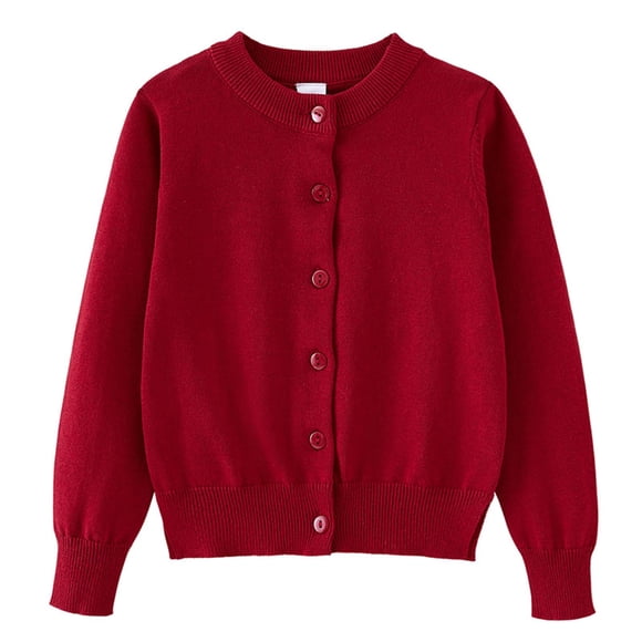 UQJfacai Kids Boy Girl School Uniform Cardigan Sweaters V-Neck Basic Solid Button Down Knitted Cardigan Preppy Clothes 1-14 Years