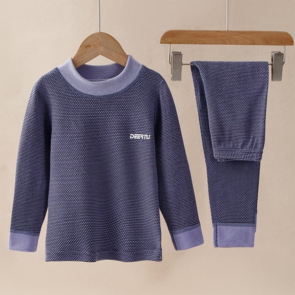 UQJfacai Kids Boys Girls Thermal Underwear Set Fall Winter Warm Soft Comfort Long Crewneck Base Layer Long Johns 2 Piece Outfits
