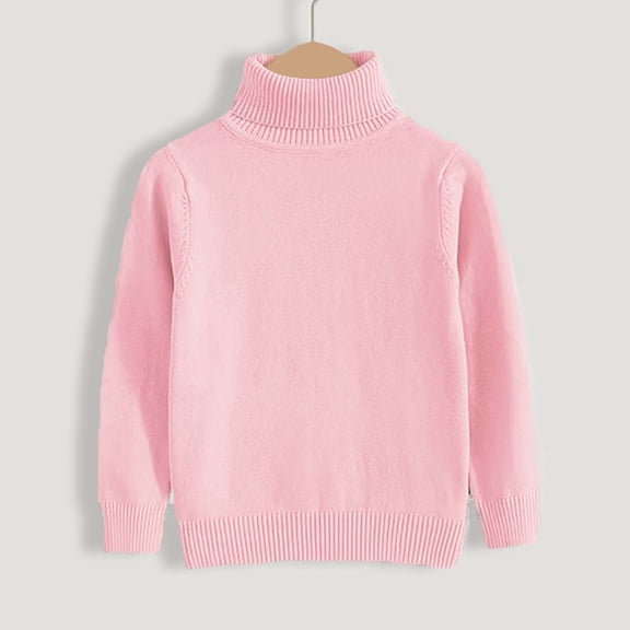 UQJfacai Kids Knit Sweater Boys Girls Soft Turtleneck High Neck Solid Fall Sweaters Winter Warm Long Sleeve Pullover Tops 2-15 Years