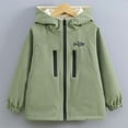 thumbnail image 1 of UQJfacai Kids Rain Jacket Lightweight Waterproof Fleece Lined Hooded Windbreaker with Pockets Trendy Fall Winter Outdoor Raincoats for Boys Girls 4-15 Years, 1 of 8