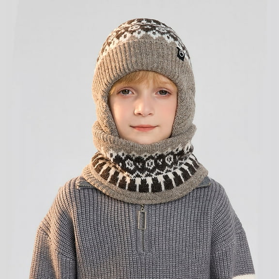 UQJfacai Kids Winter Beanie Hat Scarf Set for Girls Boys Knit Warm Earflap Hats Neck Warmer 4-10 Years