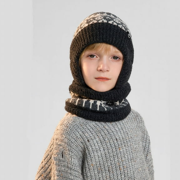 UQJfacai Kids Winter Beanie Hat Scarf Set for Girls Boys Knit Warm Earflap Hats Neck Warmer 4-10 Years