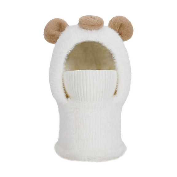 UQJfacai Kids Winter Hat Girls Boys Fuzzy Fleece Warm Scarf Hats Kids Thick Earflap Hood Cap with Bear Ear 4-14 Years