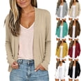 thumbnail image 1 of UQJfacai Knit Cardigan Sweater For Women Classic Long Sleeve Open Front Lightweight Jacket Fall Layering Outwear, 1 of 6