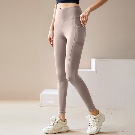 UQJfacai Leggings with Pockets for Women Butt Lifting Tummy Control Leggings Stretch High Waisted Compression Workout Yoga Pants S-3XL