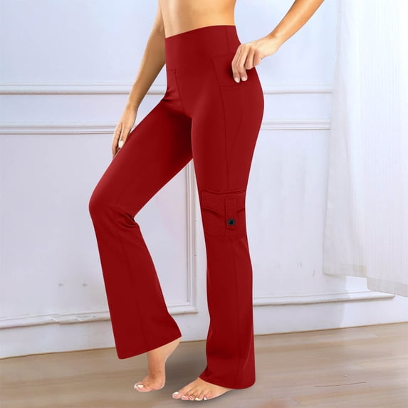 UQJfacai Leggings with Pockets for Women High Waisted Flare Pants Tummy Control Butt Lifting Seamless Strechy Soft Workout Yoga Pants