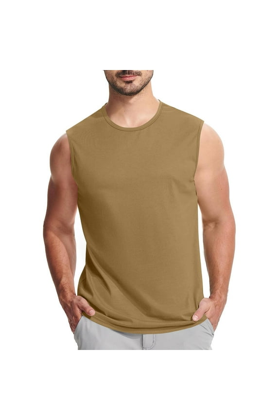 Mens Active Quick Dry Tech Stretch Lightweight Tank Top Sleeveless Crewneck Gym Workout Muscle Shirt S-4XL