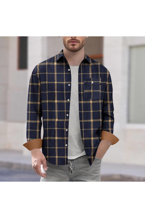 Mens Button Down Flannel Shirts Long Sleeve Brushed Warm Fall Winter Soft Casual Outdoor Collared Plaid Shirt with Pocket