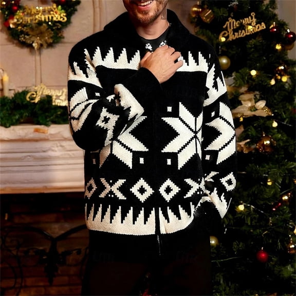 UQJfacai Mens Cardigan Sweaters Stand Collar Chunky Cable Knitted Full Zip Sweater Jacket Fall Winter Vintage Soft Outerwear Coat