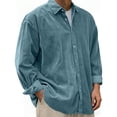 thumbnail image 1 of UQJfacai Mens Corduroy Button Down Shirts Jackets Casual Oversized Long Sleeve Shacket Spring Collared Lightweight Overshirts S-5XL, 1 of 7