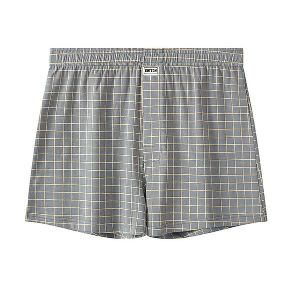 UQJfacai Mens Cotton Underwear 2025 Vintage Plaid Printed Seamless Boxer Briefs Breathable Soft Lightweight Everyday Sleeping Underpant