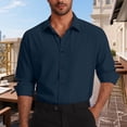 thumbnail image 1 of UQJfacai Mens Dress Shirts Stretch Dressy Long Sleeve Solid Formal Shirt Business Casual Lapel Collar Button Down Shirts, 1 of 6