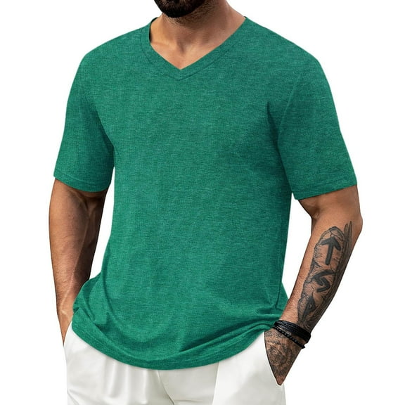 UQJfacai Mens Dry Fit V-Neck T-Shirts Workout Soft Short Sleeve Moisture Wicking Running Athletic Gym Casual Tee Tops S-3XL