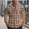 thumbnail image 1 of UQJfacai Mens Flannel Hoodie Shirts Casual Button Down Plaid Shirt Jackets Fall Long Sleeve Drawstring Hooded Shackets with Pockets, 1 of 9