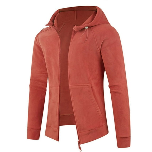 UQJfacai Mens Fleece Jacket Sherpa Zip Up Jackets Fall Winter Hiking Outdoor Raglan Long Sleeve Hooded Coat Outerwear with Pockets