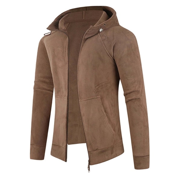UQJfacai Mens Fleece Jacket Sherpa Zip Up Jackets Fall Winter Hiking Outdoor Raglan Long Sleeve Hooded Coat Outerwear with Pockets