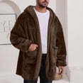 thumbnail image 1 of UQJfacai Mens Fuzzy Fleece Jacket Sherpa Full Zip Jackets Fall Winter Soft Warm Long Sleeve Hooded Coats Casual Outerwear with Pockets, 1 of 9