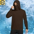 thumbnail image 1 of UQJfacai Mens Hooded Sun Shirts with Mask Lightweight Fishing Hiking T-Shirts Long Sleeve UPF 50 Rash Guards Cooling Hoodies M-2XL, 1 of 7