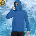 thumbnail image 1 of UQJfacai Mens Hooded Sun Shirts with Mask Lightweight Fishing Hiking T-Shirts Long Sleeve UPF 50 Rash Guards Cooling Hoodies M-2XL, 1 of 7