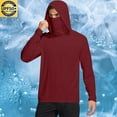thumbnail image 1 of UQJfacai Mens Hooded Sun Shirts with Mask Lightweight Fishing Hiking T-Shirts Long Sleeve UPF 50 Rash Guards Cooling Hoodies M-2XL, 1 of 7