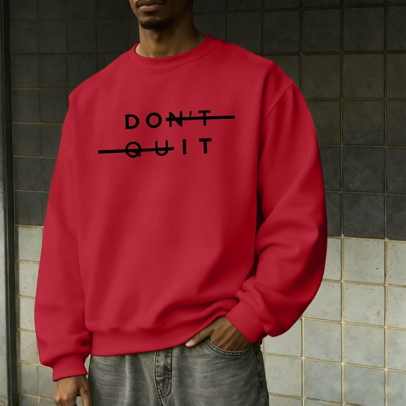 UQJfacai Mens Letter Graphic Sweatshirt Casual Crewneck Drop Shoulder Sweater Loose Long Sleeve Fleece Pullover Tops S-2XL