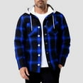 thumbnail image 1 of UQJfacai Mens Plaid Shirts Jacket Fleece Lined Flannel Shirts Fall Winter Sherpa Drawstring Hooded Button Down Coats with Pockets, 1 of 5