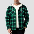 thumbnail image 1 of UQJfacai Mens Plaid Shirts Jacket Fleece Lined Flannel Shirts Fall Winter Sherpa Drawstring Hooded Button Down Coats with Pockets, 1 of 4