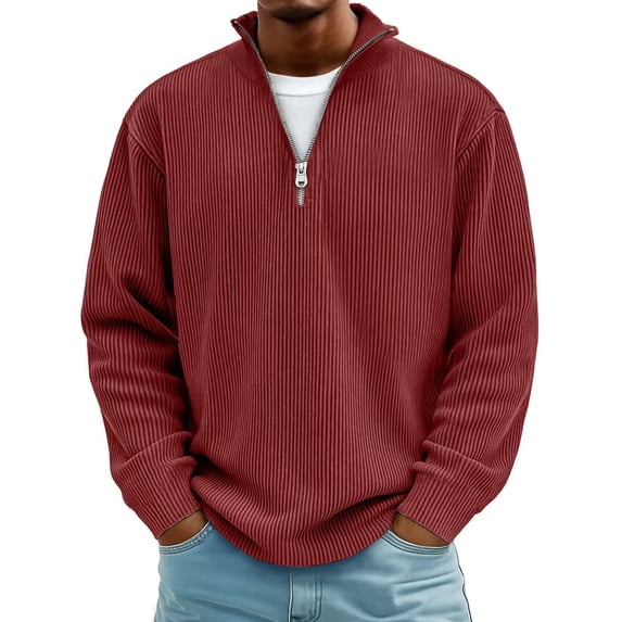 UQJfacai Mens Quarter Zip Pullover Corduroy Mock Neck Sweatshirt Plus Size Long Sleeve Shirts Casaul 1/4 Half Zip Sweatshirts S-5XL