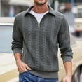 thumbnail image 1 of UQJfacai Mens Quarter Zip Pullover Lightweight Textured Knit Sweater Fall Winter Casual Lapel Collar Long Sleeve Half Zip Sweatshirt, 1 of 9
