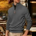 thumbnail image 1 of UQJfacai Mens Quarter Zip Pullover Textured Mock Neck Sweatshirt Fall Winter Solid Jacquard Casual Soft Long Sleeve Sweater Tops, 1 of 4