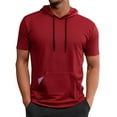 thumbnail image 1 of UQJfacai Mens Short Sleeve Hoodies Pullover Workout Athletic Muscle T-Shirts Running Hooded Sweatshirt with Pocket S-4XL, 1 of 6
