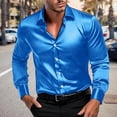 thumbnail image 1 of UQJfacai Mens Silk Satin Dress Shirts Shiny Long Sleeve Button Down Shirt Formal Casual Business Prom Party Wedding Shirt S-5XL, 1 of 9