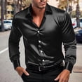 thumbnail image 1 of UQJfacai Mens Silk Satin Dress Shirts Shiny Long Sleeve Button Down Shirt Formal Casual Business Prom Party Wedding Shirt S-5XL, 1 of 9