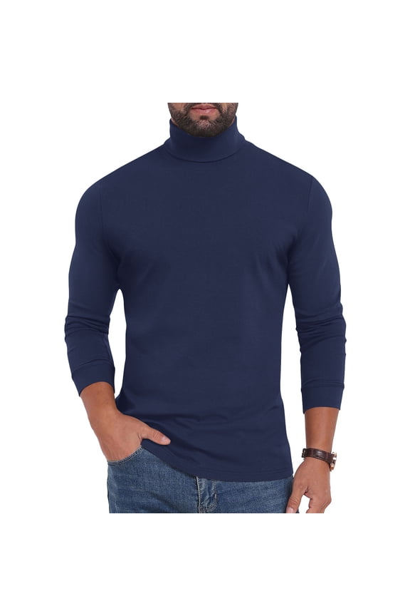 Mens Slim Fit Mock Turtleneck T-Shirt Casual Strech Solid Layering Basic Tee Tops Soft Long Sleeve Pullover Sweater