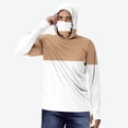 thumbnail image 1 of UQJfacai Mens Sun Protection Hoodie with Mask UPF 50+ UV Long Sleeve Shirt Color Block Rash Guard Fishing Hiking Shirts S-5XL, 1 of 5