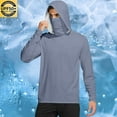 thumbnail image 1 of UQJfacai Mens Sun Shirt UPF 50+ Fishing Long Sleeve Hooded Rash Guard Hiking Swimming Running UV Protection Hoodie S-5XL, 1 of 7