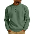 thumbnail image 1 of UQJfacai Mens Waffle Henley Shirts Long Sleeve Crewneck Button Tops Casual Basic T-Shirts Lightweight Knit Loose Pullover S-3XL, 1 of 6