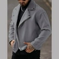 thumbnail image 1 of UQJfacai Mens Wool Blend Cropped Jackets Zip Up Classic Notched Collar Coats Slylish Fall Winter Short Overcoat Outerwear with Pockets, 1 of 4