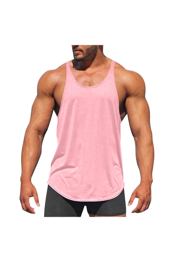 Mens Workout Stringer Tank Tops Plus Size Athletic Soft Quick Dry Y-Back Tops Bodybuilding Muscle Shirts for Gym S-5XL