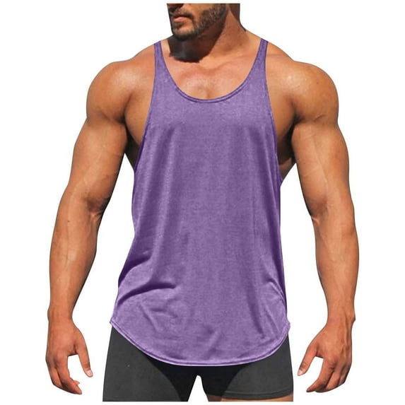 UQJfacai Mens Workout Stringer Tank Tops Plus Size Athletic Soft Quick Dry Y-Back Tops Bodybuilding Muscle Shirts for Gym S-5XL