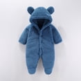thumbnail image 1 of UQJfacai Newborn Baby Bear Ear Outfit Suit Girls Boys Fuzzy Fleece Jumpsuit Romper Long Sleeve Hooded Winter Warm Snowsuit Clothes, 1 of 2