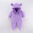 thumbnail image 1 of UQJfacai Newborn Baby Bear Ear Outfit Suit Girls Boys Fuzzy Fleece Jumpsuit Romper Long Sleeve Hooded Winter Warm Snowsuit Clothes, 1 of 2