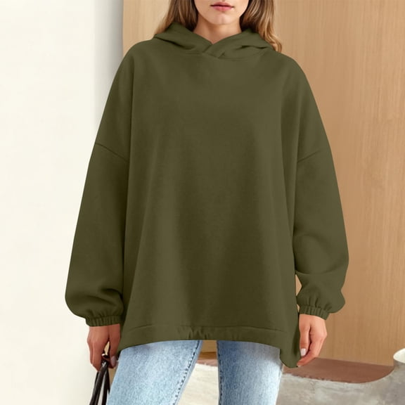 UQJfacai Oversized Hoodies for Women Long Sleeve Fall Sweatshirts Winter Sweater Adjustable Drawstring Hem Hooded Pullover Tops