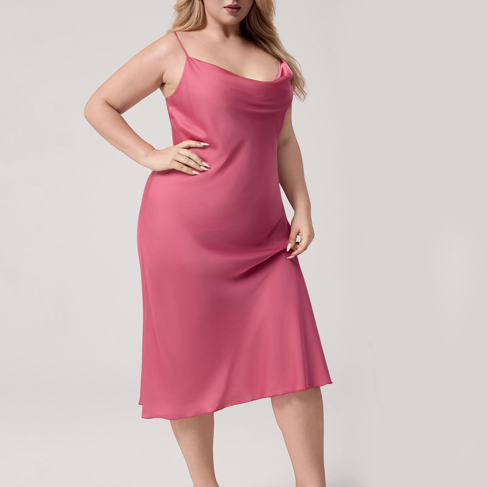 orange and pink long dress Pink/Orange Satin Floral One Shoulder Maxi Dress main image 0
