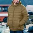 thumbnail image 1 of UQJfacai Puffer Jacket Men Lightweight Winter Warm Outerwear Insulated Hooded Quilted Puffy Coat with Pockets Travel Camping, 1 of 9