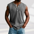 thumbnail image 1 of UQJfacai Sleeveless Shirts for Men Distressed Washed Tank Tops Henley Button Down V Neck Shirt Vintage Solid Tee Tops with Pocket M-3XL, 1 of 6